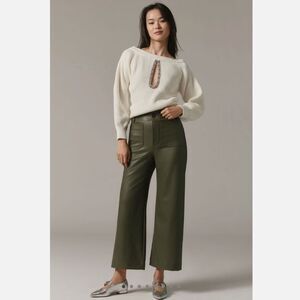 Anthropologie Maeve The Colette Cropped Wide-Leg Trousers: Vegan Leather